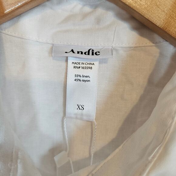 Andie The Corvo Button Up Linen Coconut Top Blouse Women's Size X-Small Layer - Picture 6 of 10